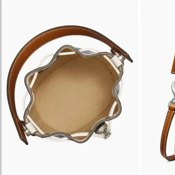 Tory Burch Mini T Monogram Denim Bucket Bag - Picture 2 of 8